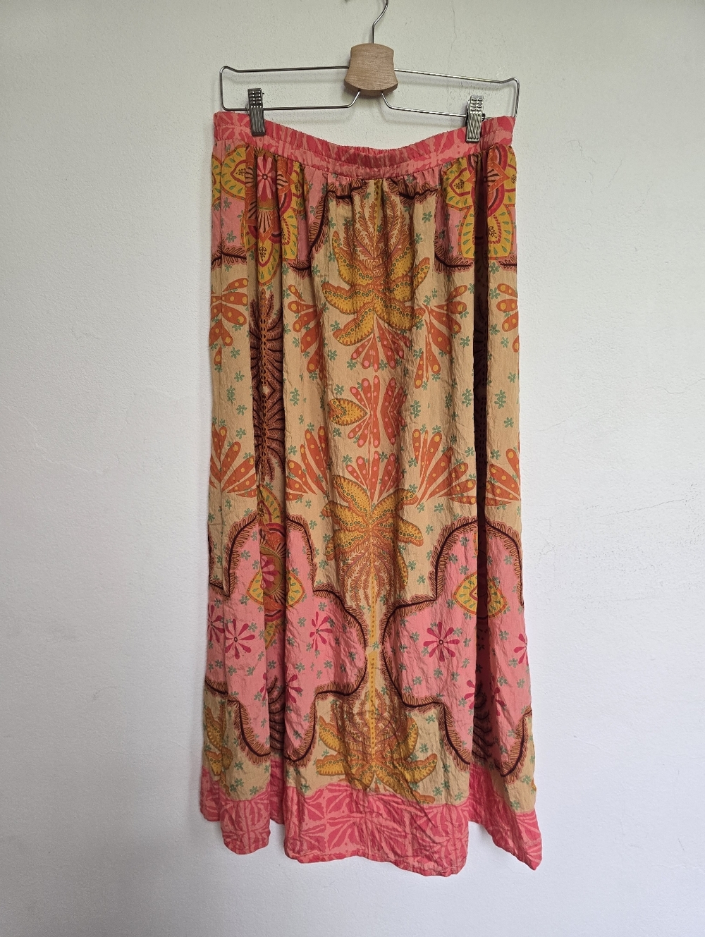 NWOT Calypso St Barth Boho Mandala Print Midi Skirt Coral Peach Size M - Picture 2 of 12